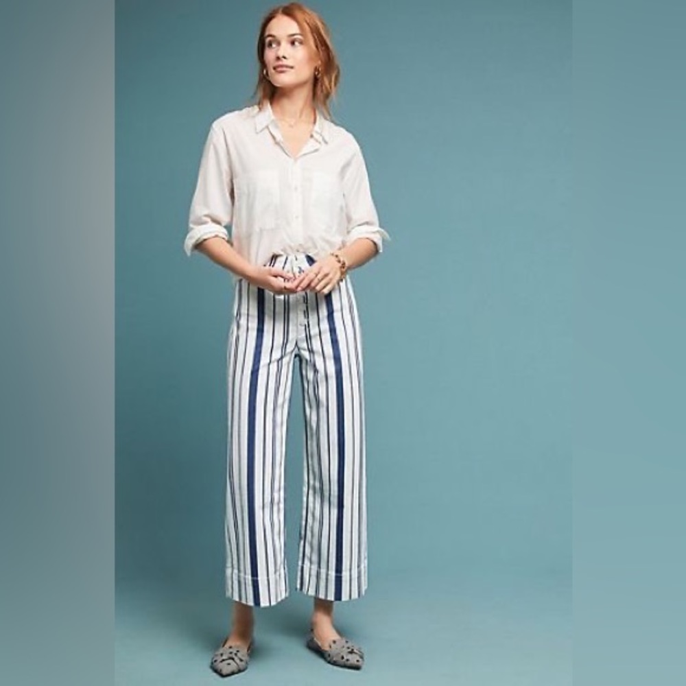 Anthropologie Capitaine Cropped Wide Leg Pants